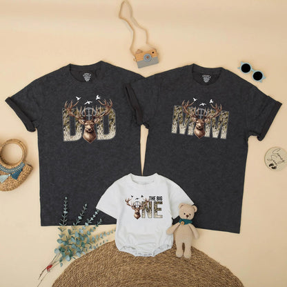Deer Hunting Birthday Family Matching Shirts The Big One Camo Outfit Mom Dad Wild One Gift