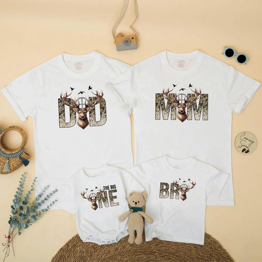 Deer Hunting Birthday Family Matching Shirts The Big One Camo Outfit Mom Dad Wild One Gift