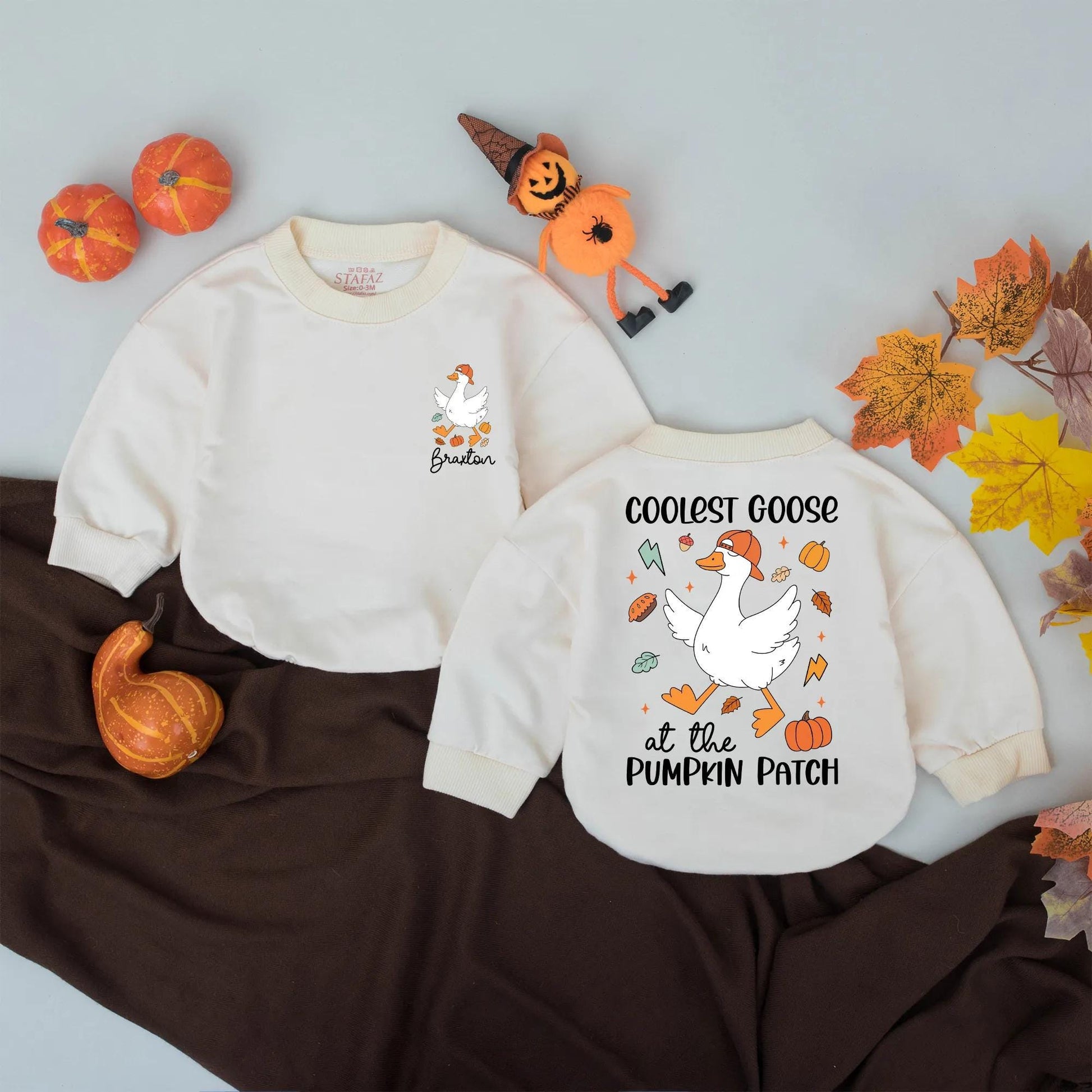 Coolest Goose at the Pumpkin Patch Romper Baby Fall Outfit First Halloween Birthday Bodysuit Spooky Goose Newborn Clothes Gift