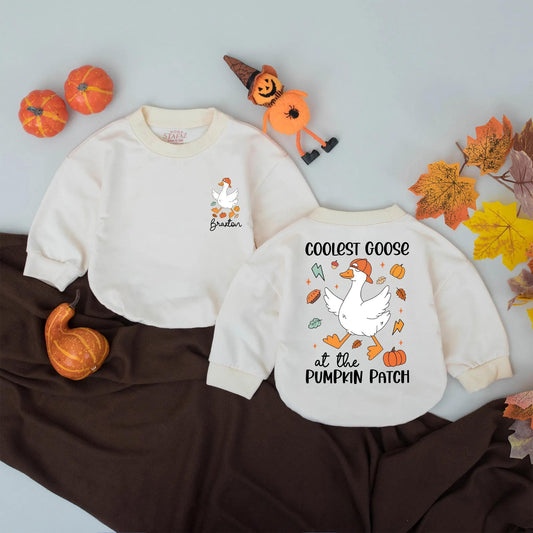 Coolest Goose at the Pumpkin Patch Romper Baby Fall Outfit First Halloween Birthday Bodysuit Spooky Goose Newborn Clothes Gift