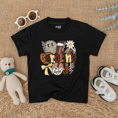 Caroline Football Game Day Bubble Romper Personalized Baby Name Outfit Infant Custom Sports Toddler Girl Gift