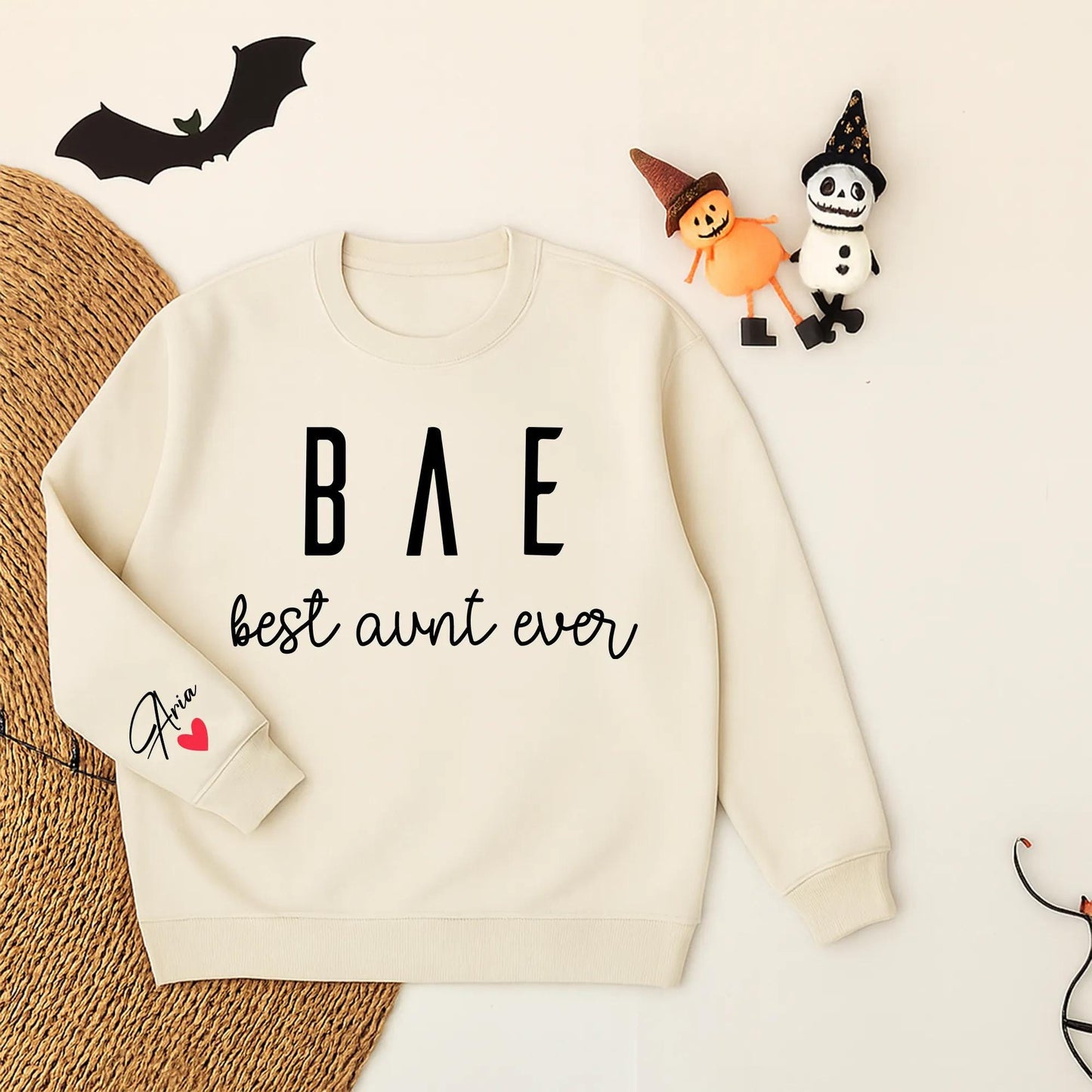 Best Aunt Ever Sweatshirt BAE Design, Personalized Auntie Gift with Name, Cool Aunt Shirt, Great Aunt Clothing, Future Aunt Era, Comfortable Cotton Blend