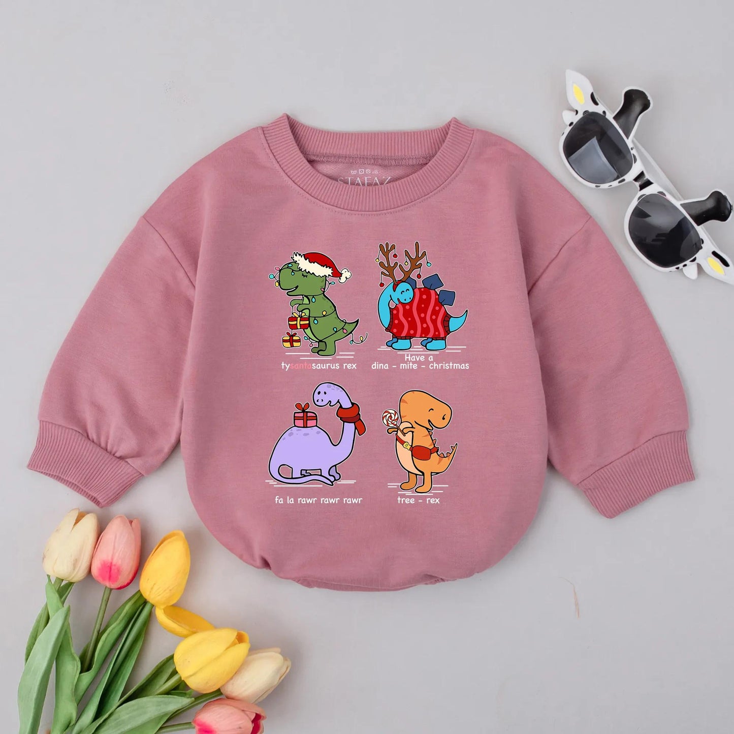 Cute Christmas Dinosaur Bubble Romper Vintage Baby Outfit Merry Christmas Vibes Dino Baby Shower Gift 1st Xmas Clothes
