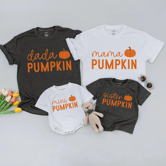 Matching Mama & Mini Pumpkin Shirts, Fall Family Outfit, Cute Mom & Baby Matching Set, Thanksgiving Holiday Shirts
