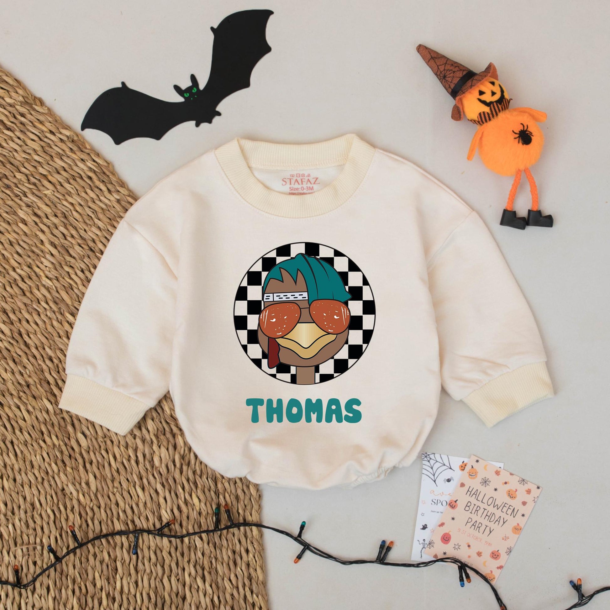 Matching Family Thanksgiving Outfits, Custom Toddler Turkey Face Sweatshirt, Baby Boy & Girl Gift, Thomas Design, Cute & Playful Thanksgiving