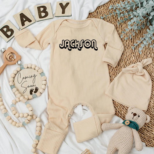 Jackson Bodysuit Retro Baby Name Outfit Newborn Clothes Baby Shower Gift Coming Home Style Vintage Font