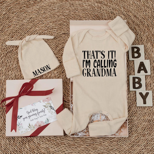 That's It! Calling Grandma Baby Bodysuit Funny Newborn Outfit Cute Grandparent Announcement Coming Home Gift Soft Cotton Romper Shower Present 132 chars