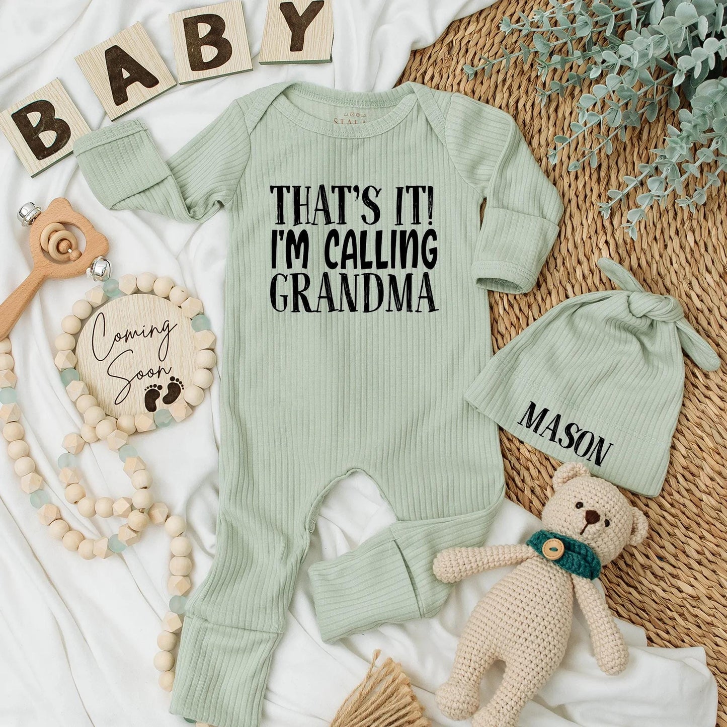 That's It! Calling Grandma Baby Bodysuit Funny Newborn Outfit Cute Grandparent Announcement Coming Home Gift Soft Cotton Romper Shower Present 132 chars