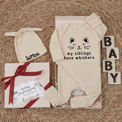 My Siblings Have Whiskers Baby Bodysuit Funny Cat Newborn Outfit Adorable Pet Lover Infant Clothes Cute Baby Shower Gift Pregnancy Announcement Idea