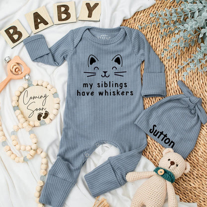 My Siblings Have Whiskers Baby Bodysuit Funny Cat Newborn Outfit Adorable Pet Lover Infant Clothes Cute Baby Shower Gift Pregnancy Announcement Idea
