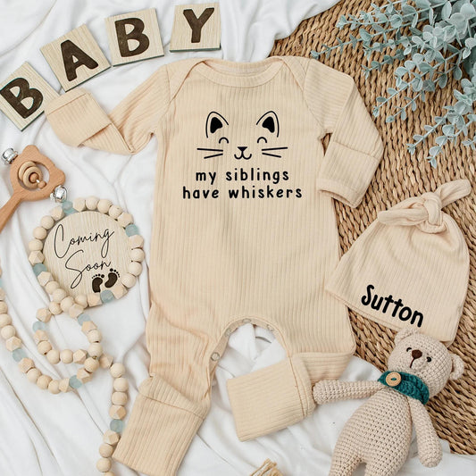 My Siblings Have Whiskers Baby Bodysuit Funny Cat Newborn Outfit Adorable Pet Lover Infant Clothes Cute Baby Shower Gift Pregnancy Announcement Idea