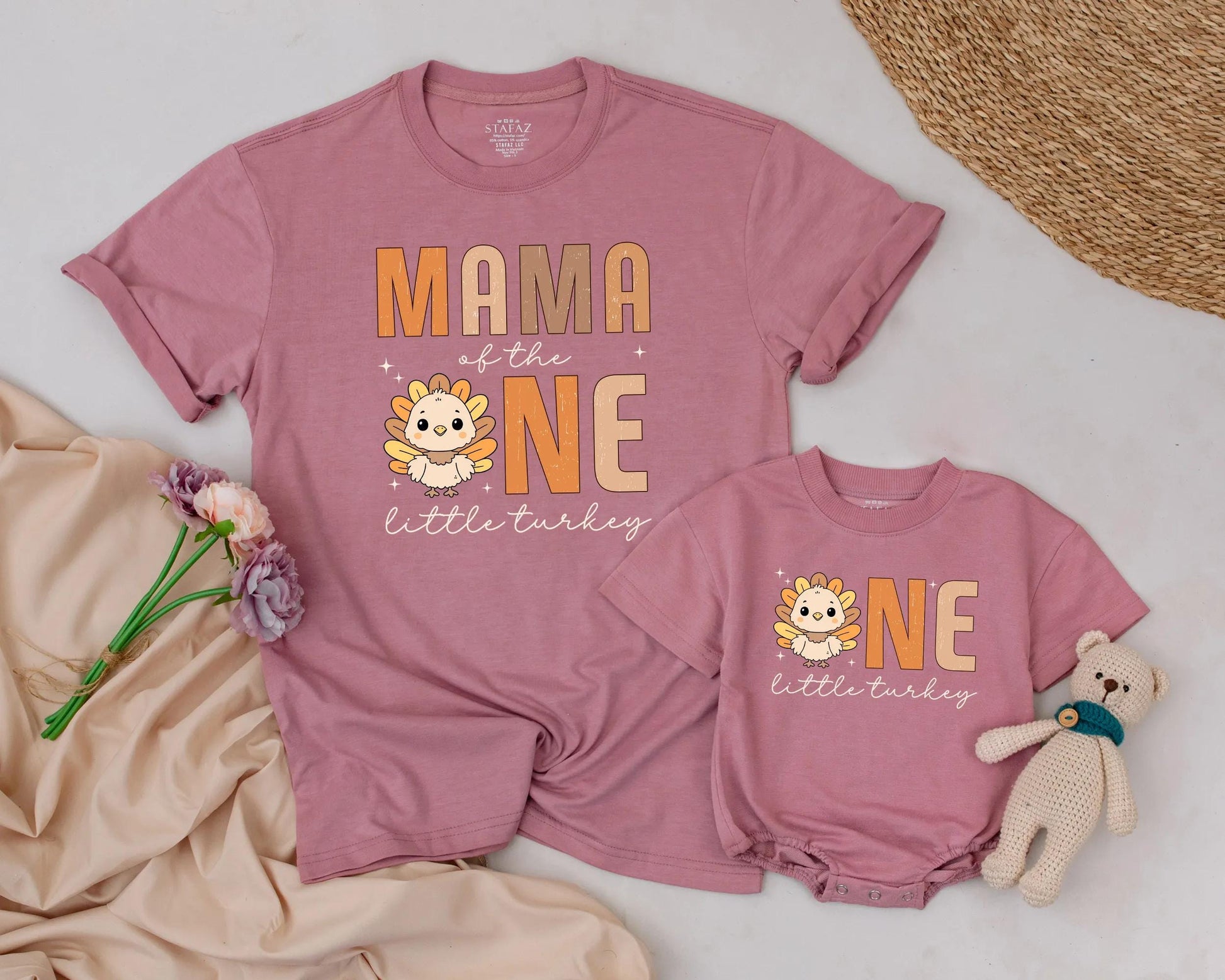 Thanksgiving Family Matching Birthday Shirts, Cute Turkey Outfit for ONE, Fall First Birthday Clothes, Dada Mama Sister Little Turkey, Comfy Cotton (140 chars)