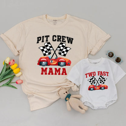 Two Fast Birthday Family Matching Shirts Two Race Car Birthday Outfit Birthday Boy Tee Pit Crew Mama Dada 2nd Birthday Fun