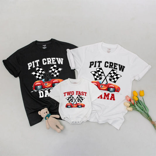 Two Fast Birthday Family Matching Shirts Two Race Car Birthday Outfit Birthday Boy Tee Pit Crew Mama Dada 2nd Birthday Fun