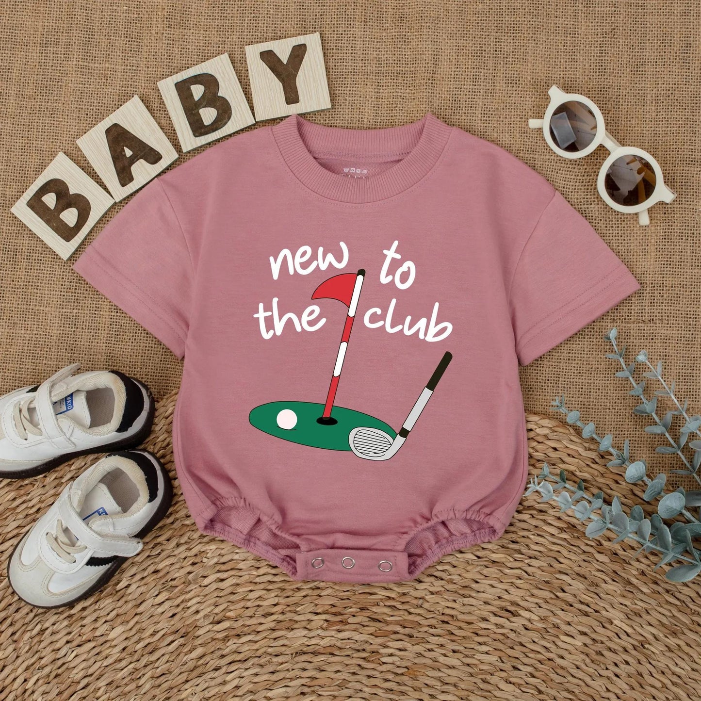 New to the Club Golf Baby Romper - Cute Baby Outfit, Golf Hole Design, New Dad Gift, Coming Home Outfit, Baby Shower