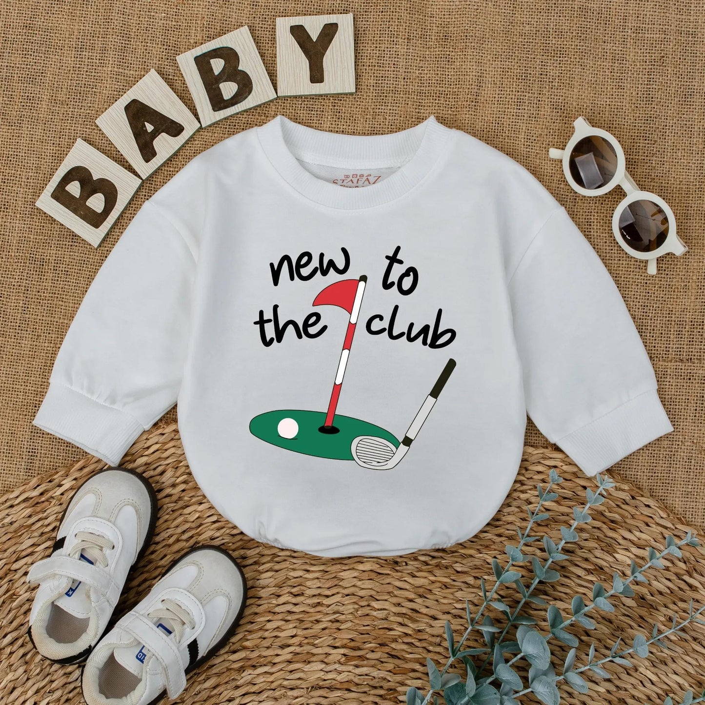 New to the Club Golf Baby Romper - Cute Baby Outfit, Golf Hole Design, New Dad Gift, Coming Home Outfit, Baby Shower