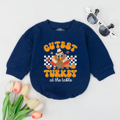 Cutest Turkey Thanksgiving Romper: Retro Pilgrim Hat Bodysuit for Fall Baby, Newborn Outfit with Pumpkins & Leaves - Turkey Day First Thanksgiving (140 chars)