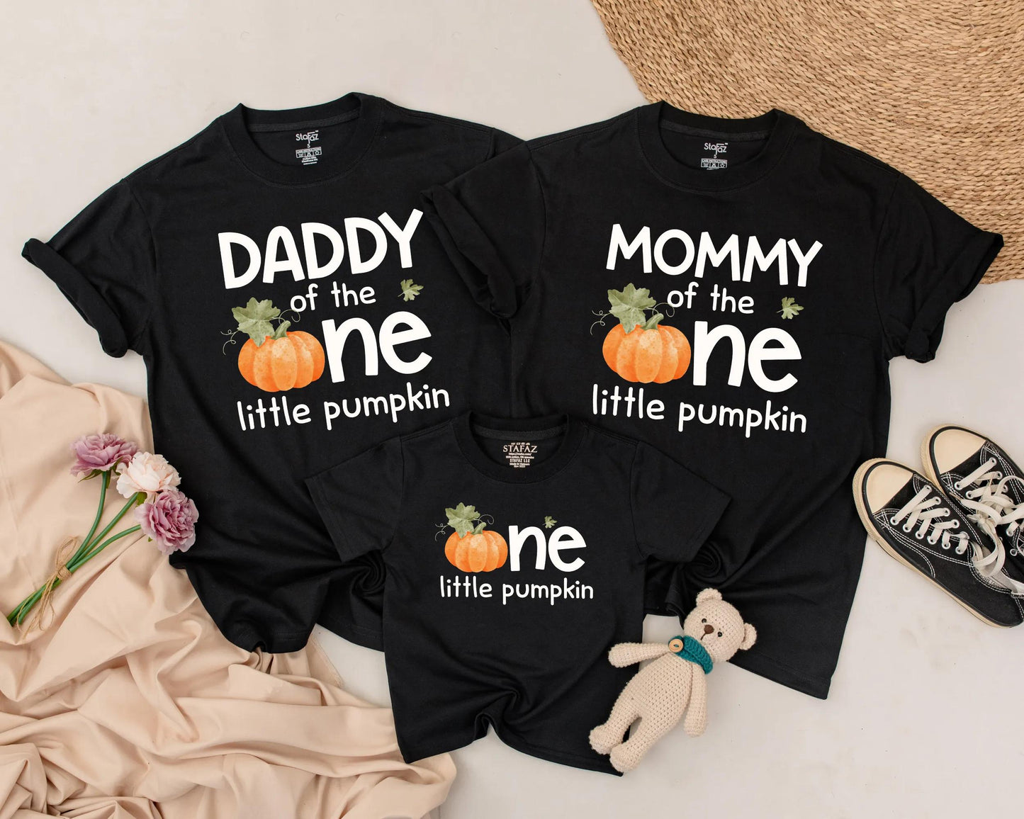 Our Little Pumpkin Is One Matching Family Shirts Retro Fall Pumpkin Birthday Party Outfits Daddy Mommy Brother Vintage Inspired