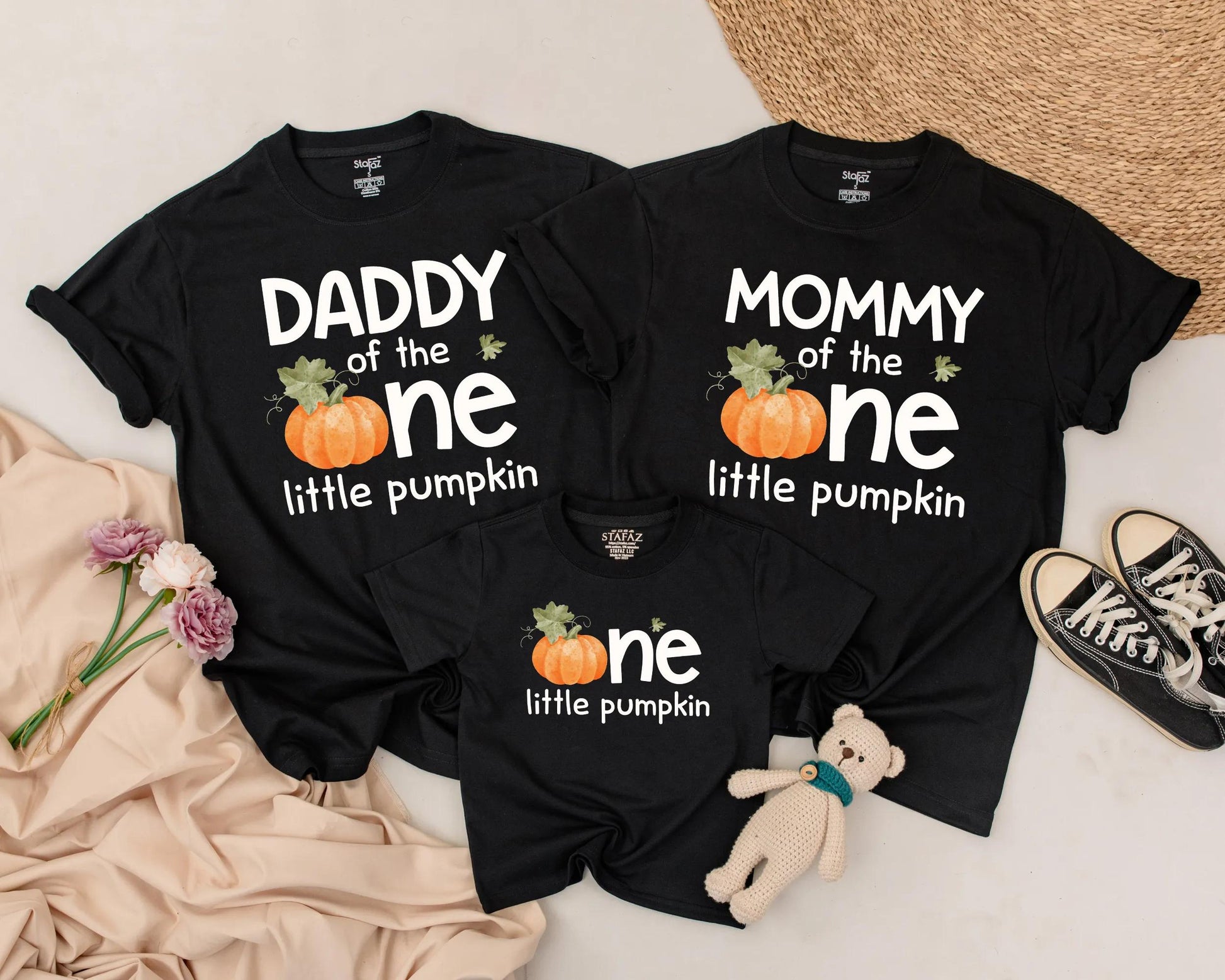 Our Little Pumpkin Is One Matching Family Shirts Retro Fall Pumpkin Birthday Party Outfits Daddy Mommy Brother Vintage Inspired