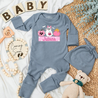 Juliana Halloween Baby Girl Bodysuit Cute Ghost Pumpkin Cauldron Pink Boo Newborn Outfit Baby Shower Gift First Halloween 139 chars