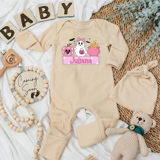Juliana Halloween Baby Girl Bodysuit Cute Ghost Pumpkin Cauldron Pink Boo Newborn Outfit Baby Shower Gift First Halloween 139 chars
