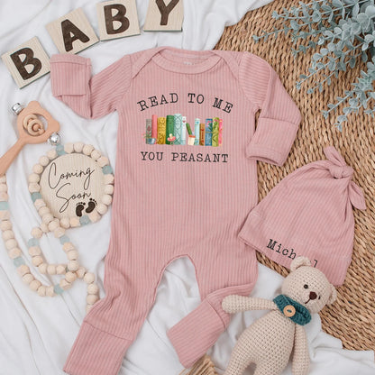 Read to Me You Peasant Bookish Baby Bodysuit, Whimsical Pastel Books Newborn Outfit, Book Lover Gift for Baby Shower, Cute Reading Clothes, 136 Characters
