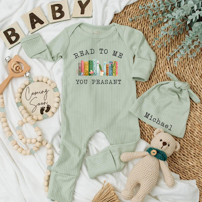 Read to Me You Peasant Bookish Baby Bodysuit, Whimsical Pastel Books Newborn Outfit, Book Lover Gift for Baby Shower, Cute Reading Clothes, 136 Characters