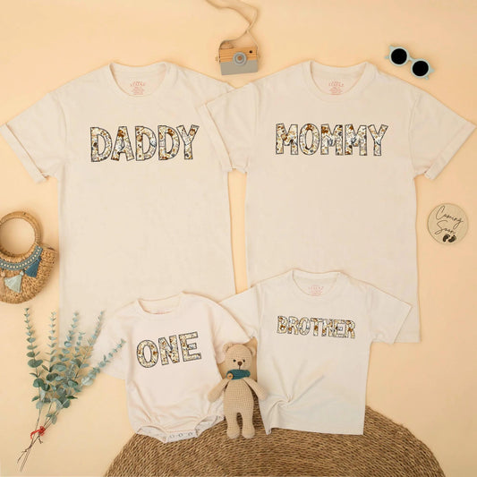 Custom Let's Pawty Puppy Birthday Matching Family Shirts Dog Themed Paw Print Mommy Daddy Brother One Boy First Birthday Party Celebration Gift