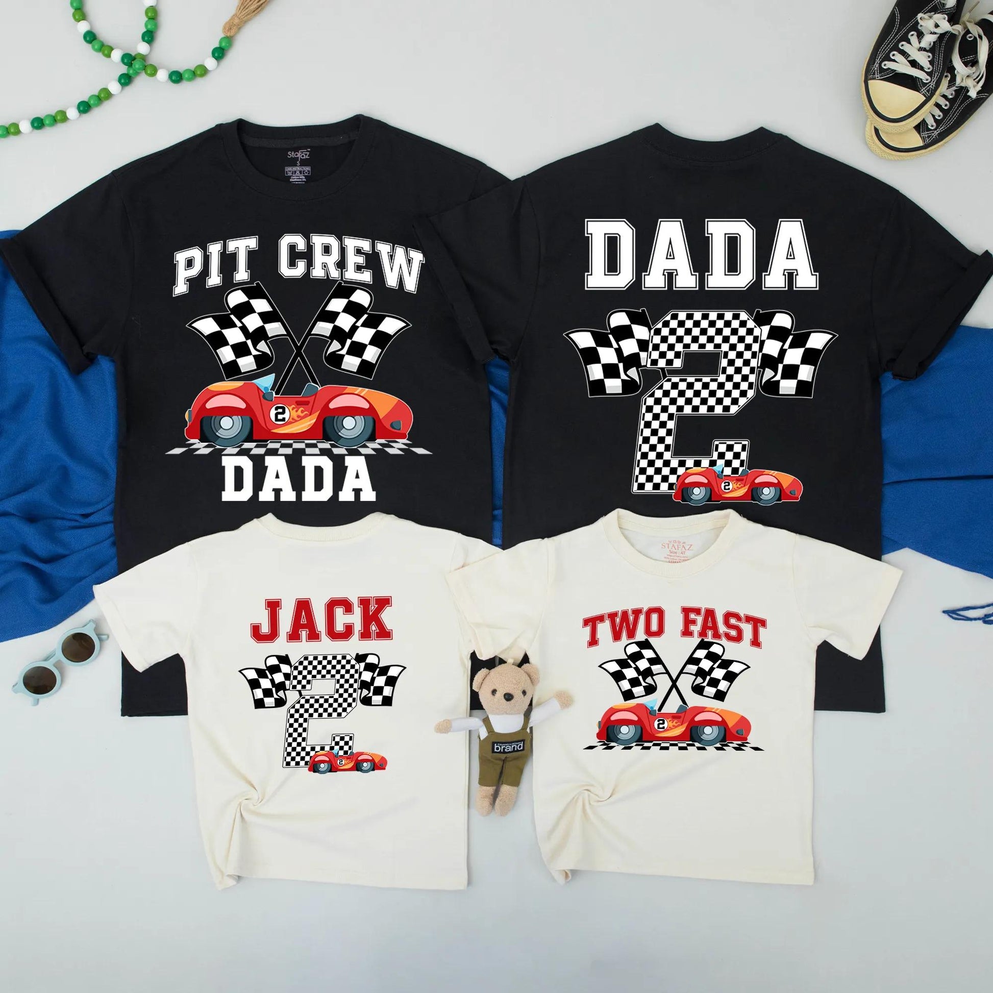 Two Fast Birthday Boy Outfit: Matching Pit Crew Family Shirts with Race Car Design, 2nd Birthday, Checkered Flag Party, Fun Racing Kid Tee 138