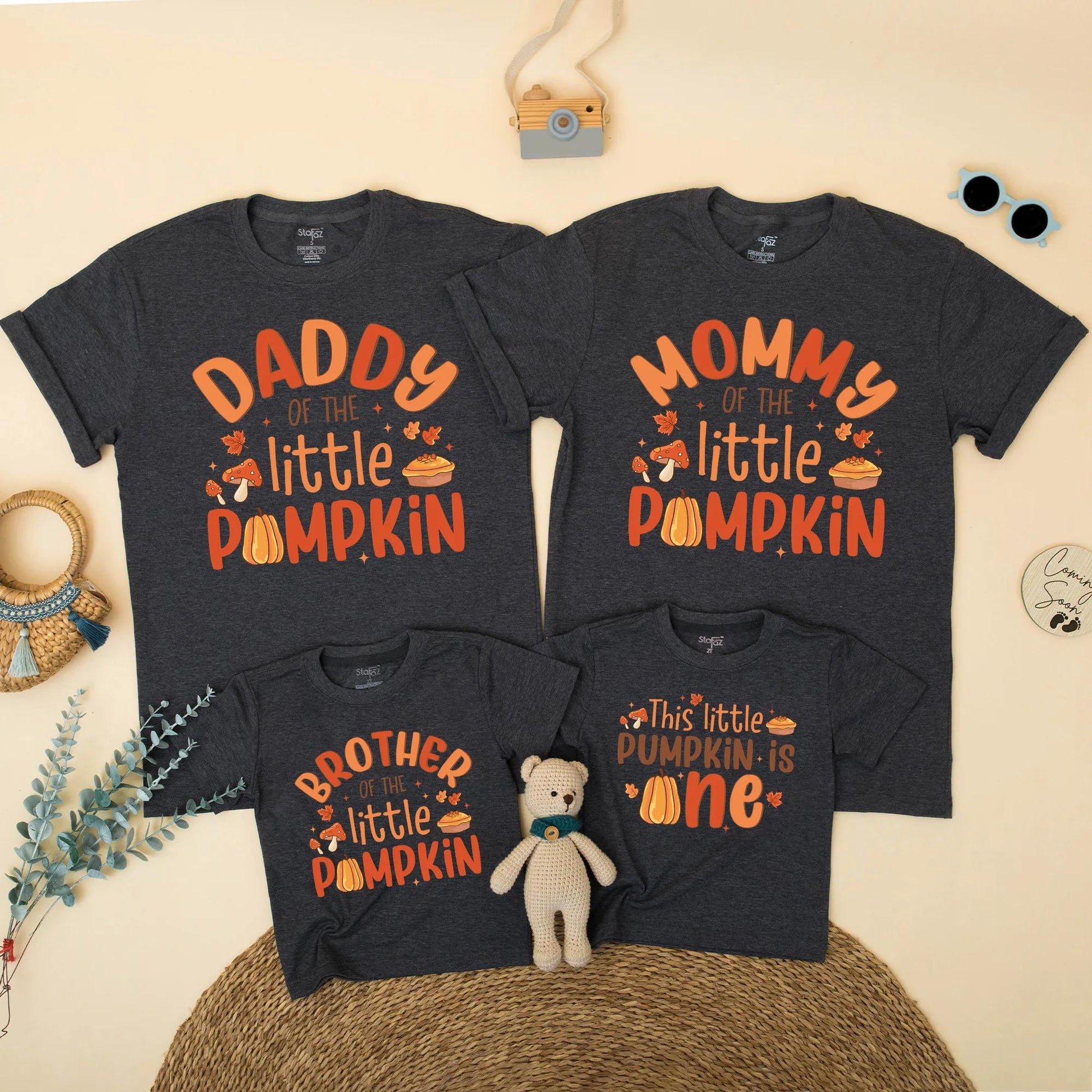 Cute Pumpkin Birthday Matching Family Shirts Daddy Mommy Brother Little Pumpkin 1st Birthday Fall Thanksgiving Outfit