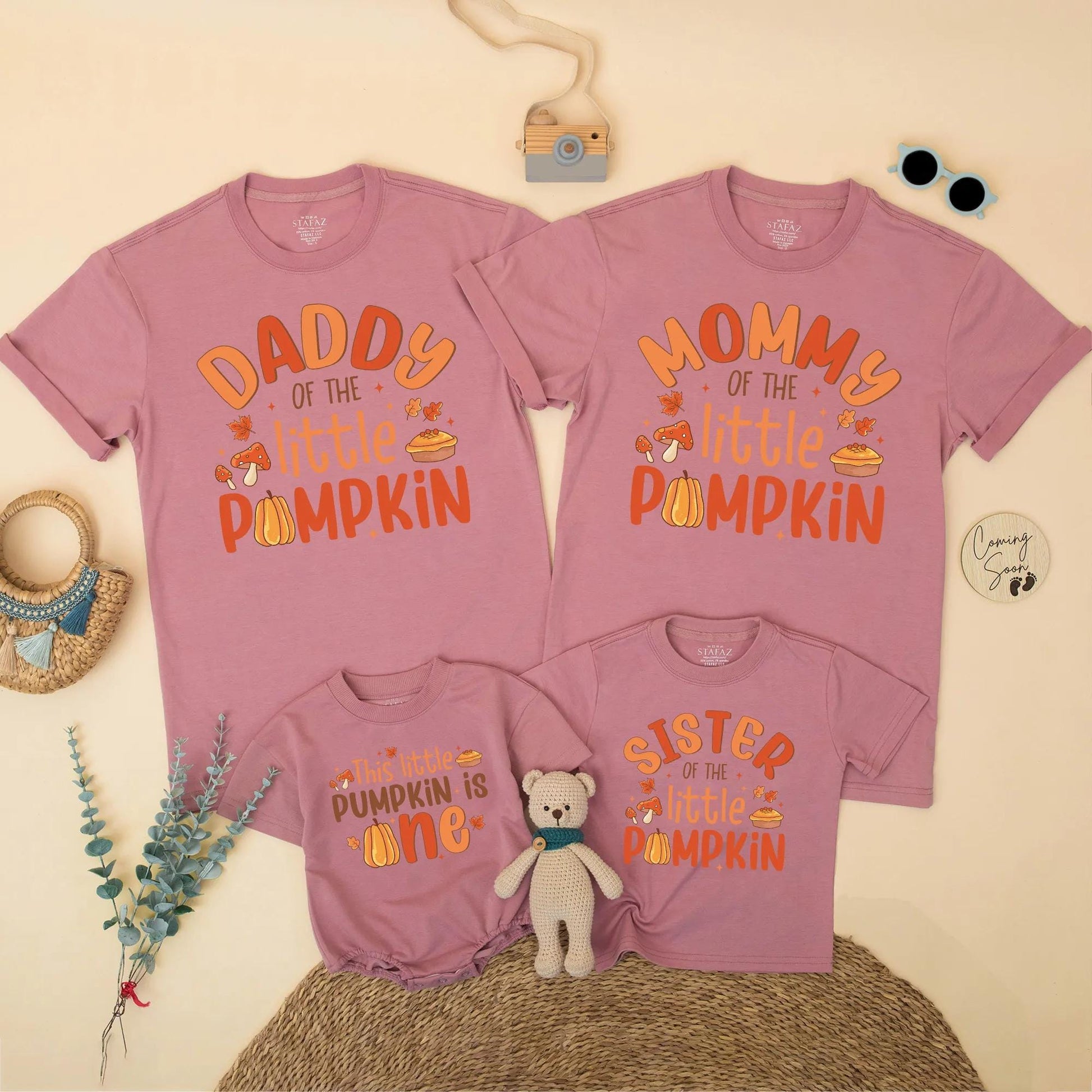 Cute Pumpkin Birthday Matching Family Shirts Daddy Mommy Brother Little Pumpkin 1st Birthday Fall Thanksgiving Outfit