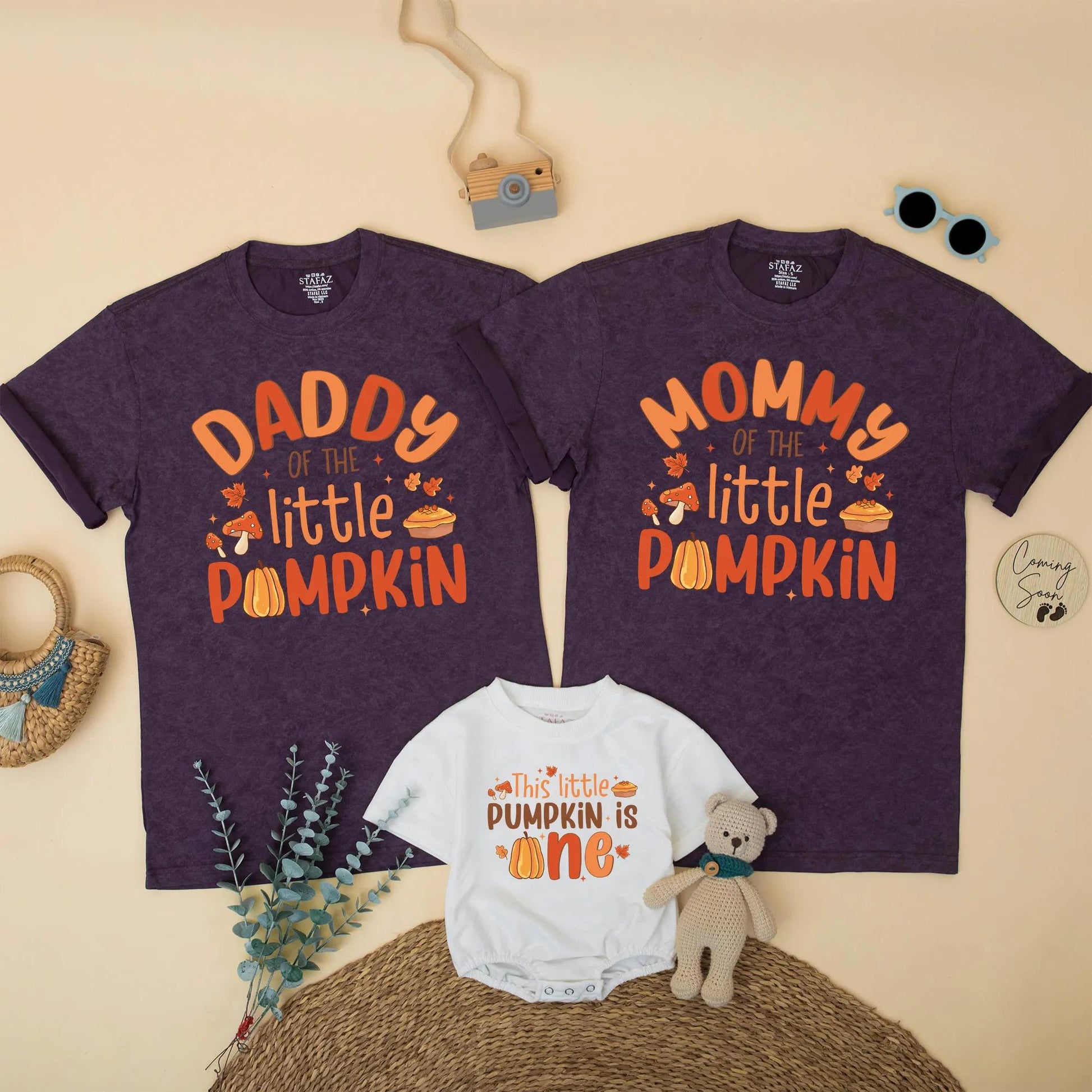 Cute Pumpkin Birthday Matching Family Shirts Daddy Mommy Brother Little Pumpkin 1st Birthday Fall Thanksgiving Outfit