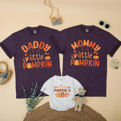 Cute Pumpkin Birthday Matching Family Shirts Daddy Mommy Brother Little Pumpkin 1st Birthday Fall Thanksgiving Outfit