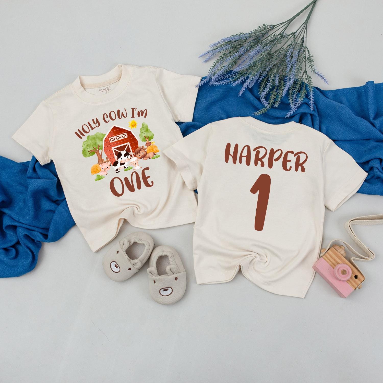 Cute Farm Barnyard Birthday Shirt Matching Family Outfit Adorable Cow Horse Pig Chick Design Ideal for First Birthday Celebration Baby Toddler Apparel
