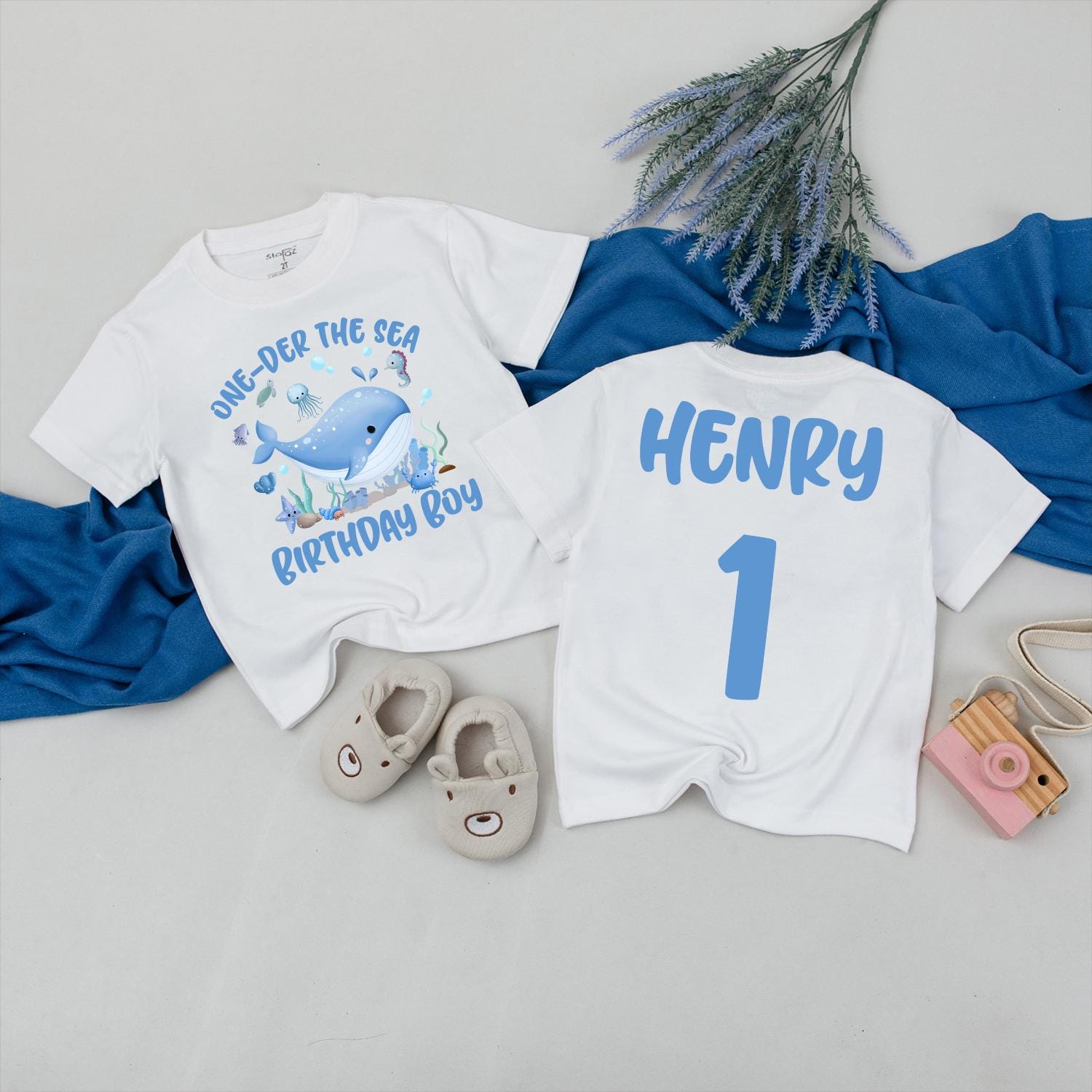 Oneder The Sea Birthday Boy Shirt, Ocean Animals First Birthday Outfit, Cute Under the Sea Party Tee, Whale Baby Shirt, Family Matching Available