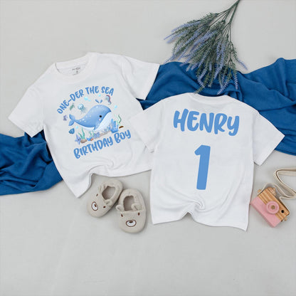 Oneder The Sea Birthday Boy Shirt, Ocean Animals First Birthday Outfit, Cute Under the Sea Party Tee, Whale Baby Shirt, Family Matching Available