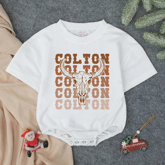 Personalized Colton Cowboy Baby Romper Custom Name Western Boy Bodysuit Newborn Country Gift