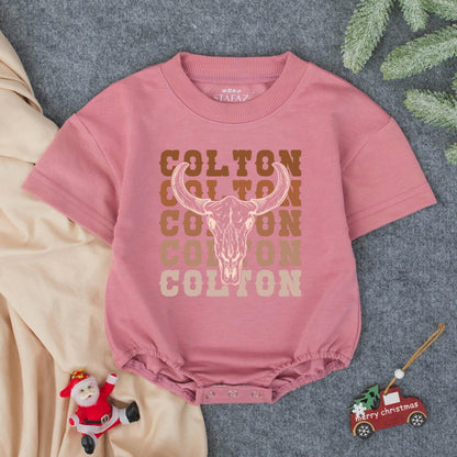 Personalized Colton Cowboy Baby Romper Custom Name Western Boy Bodysuit Newborn Country Gift