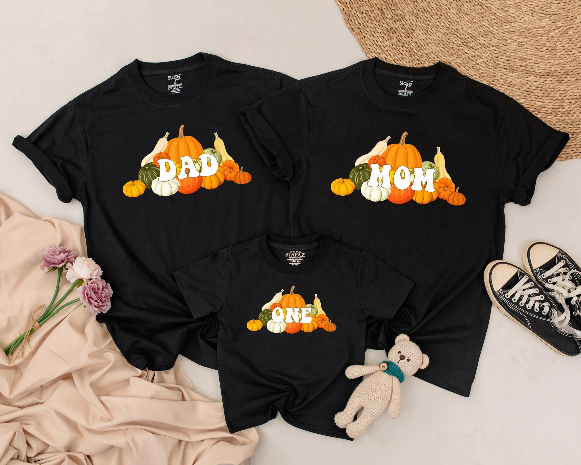 Matching Pumpkin Family Birthday Shirts, Fall Outfits for Dad Mom Sis One, Autumn Pumpkin Patch Party, 1st Birthday Gift, Personalized Pumpkins Design (138 chars)