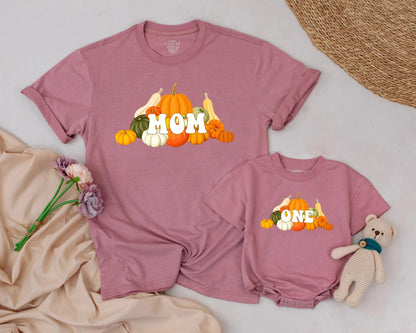 Matching Pumpkin Family Birthday Shirts, Fall Outfits for Dad Mom Sis One, Autumn Pumpkin Patch Party, 1st Birthday Gift, Personalized Pumpkins Design (138 chars)
