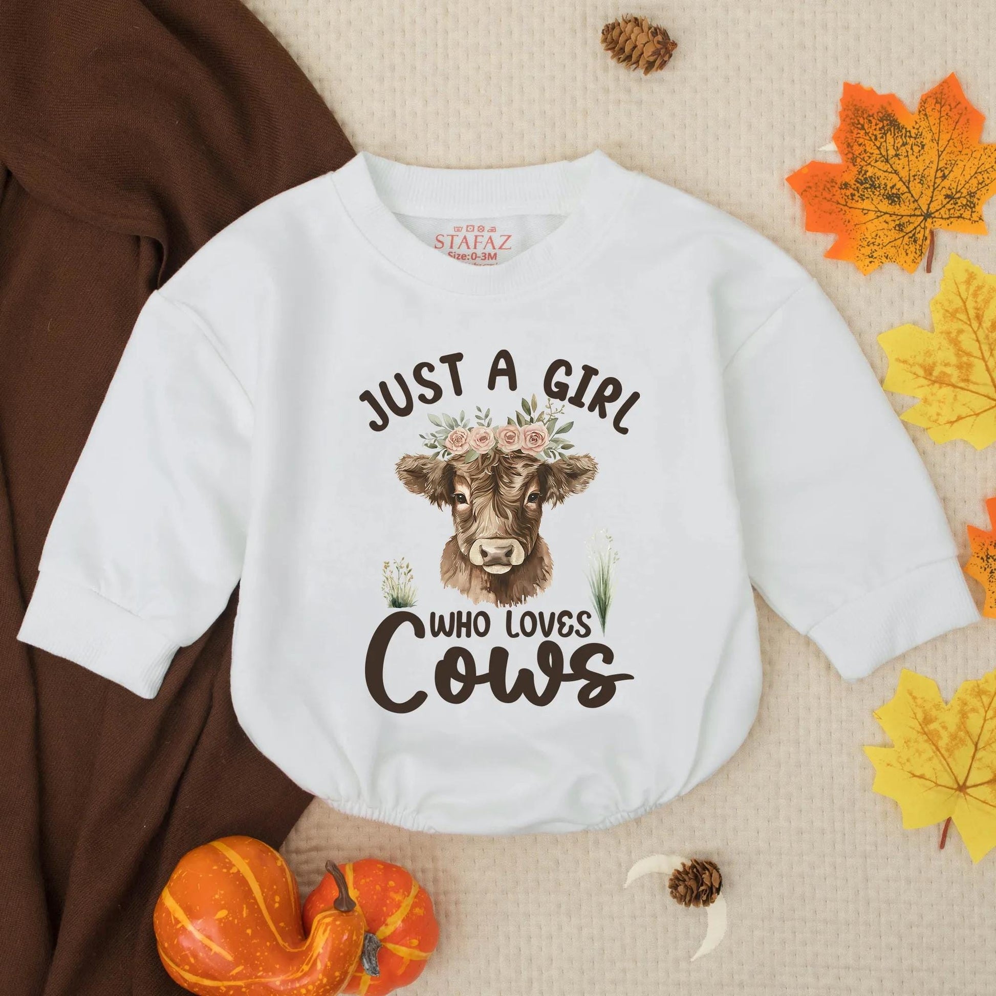 Just a Girl Who Loves Cows Baby Romper, Flower Crown Cow Outfit, Cute Farm Toddler Clothes, Rustic Western Infant Romper, Country Girl Gift 137
