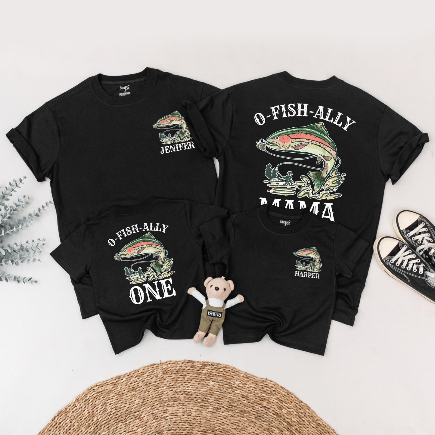 O-Fish-Ally One Birthday Shirt, Fishing First Birthday Outfit for Baby, Personalized with Name, Trout Graphic, Matching Family, Reel Cool Party 139