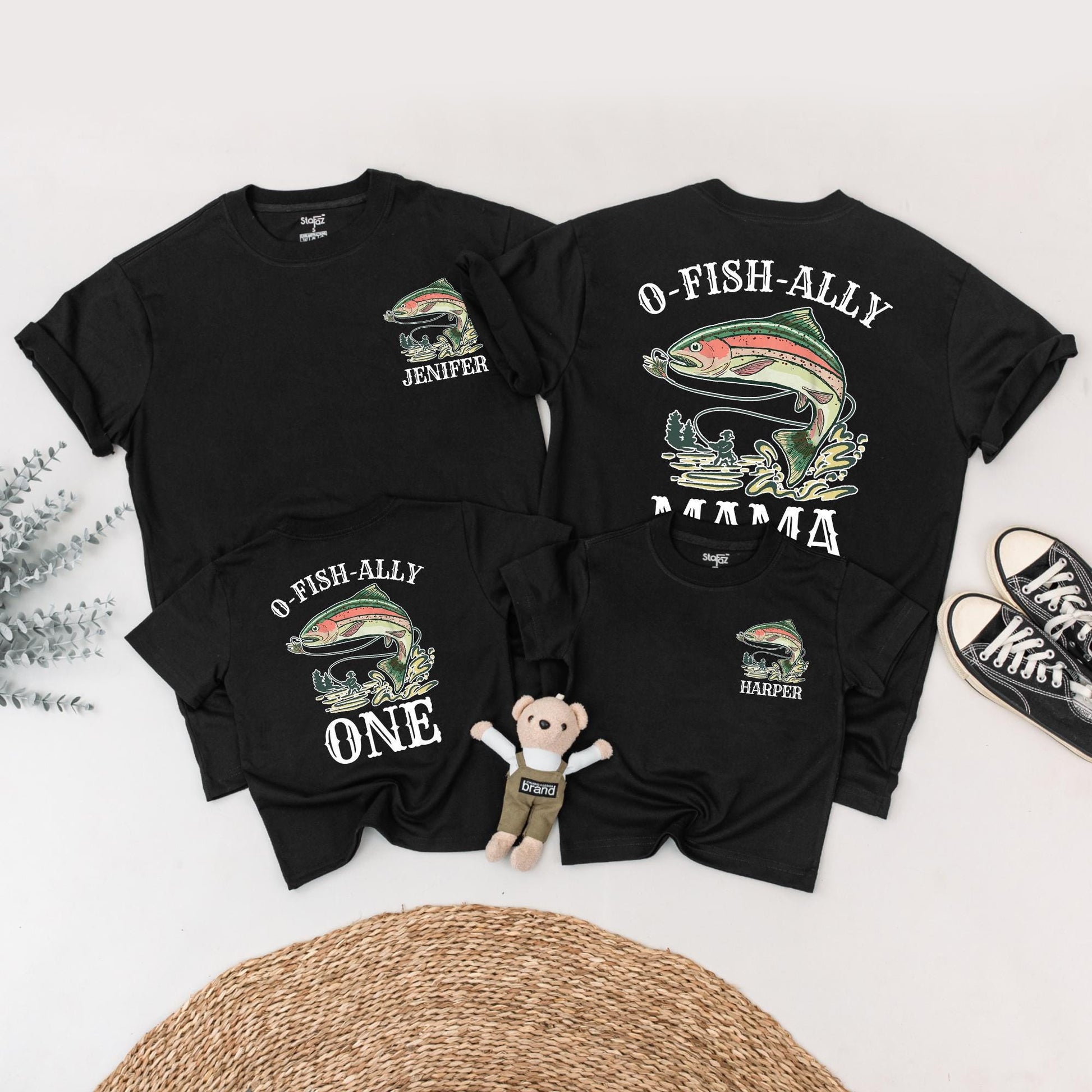 O-Fish-Ally One Birthday Shirt, Fishing First Birthday Outfit for Baby, Personalized with Name, Trout Graphic, Matching Family, Reel Cool Party 139