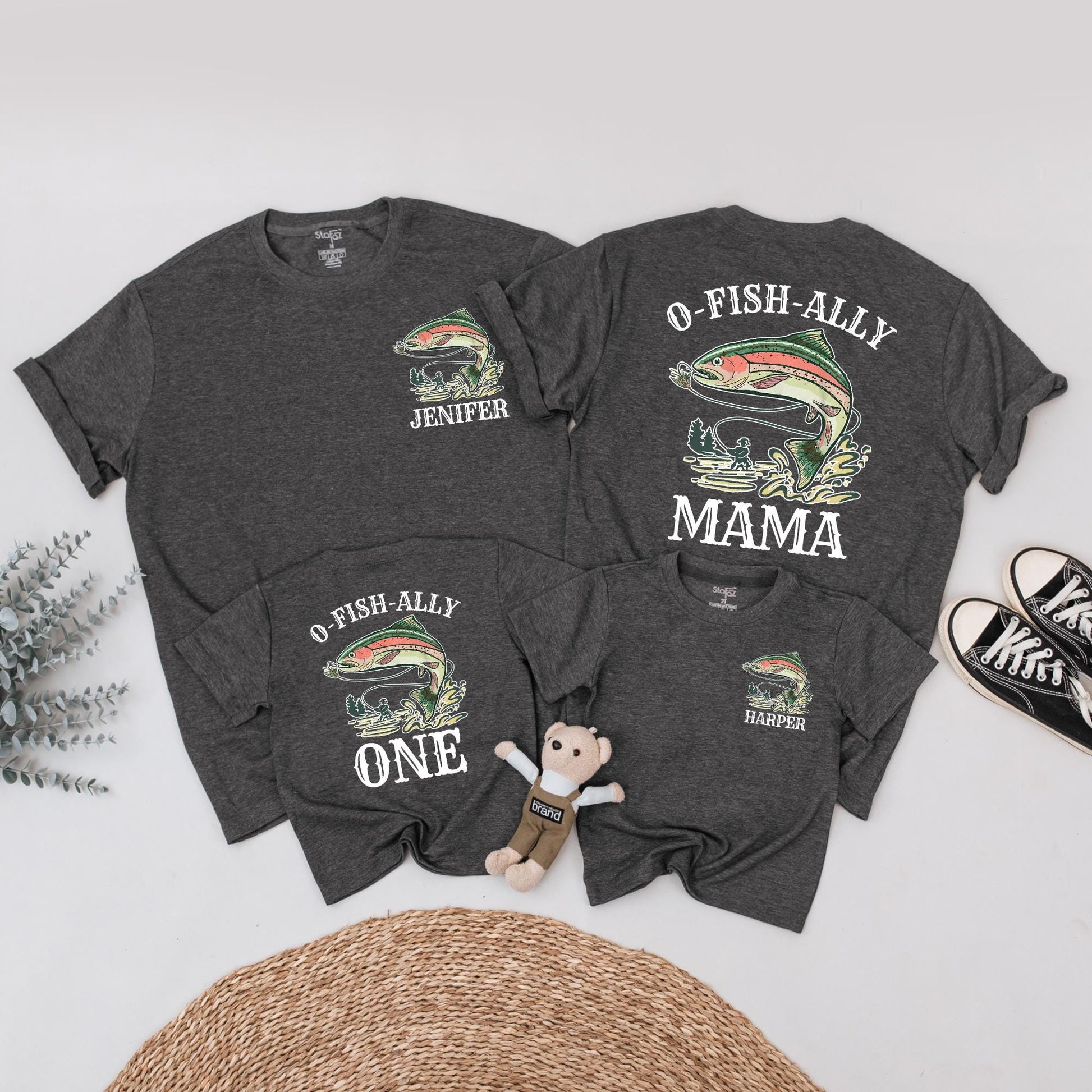 O-Fish-Ally One Birthday Shirt, Fishing First Birthday Outfit for Baby, Personalized with Name, Trout Graphic, Matching Family, Reel Cool Party 139