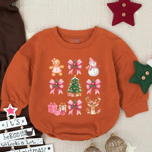 Pink Santa Baby Christmas Romper My First Christmas Outfit Holiday Baby Girl Clothes Watercolor Whimsical Design Newborn Gift (137 chars)