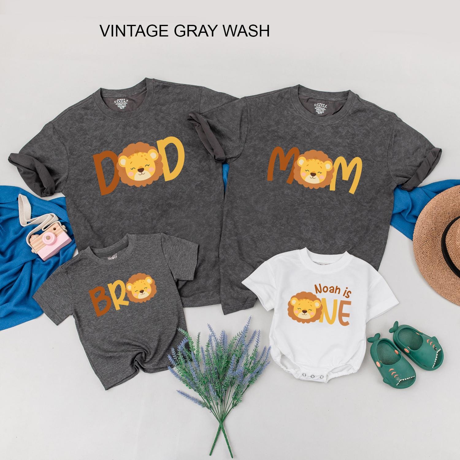 Wild One Lion Family Matching Shirts, Cute Safari Birthday Outfit for Baby Boy or Girl, Jungle Theme First Birthday Party, Brown & Yellow, Comfy Cotton (139 chars)