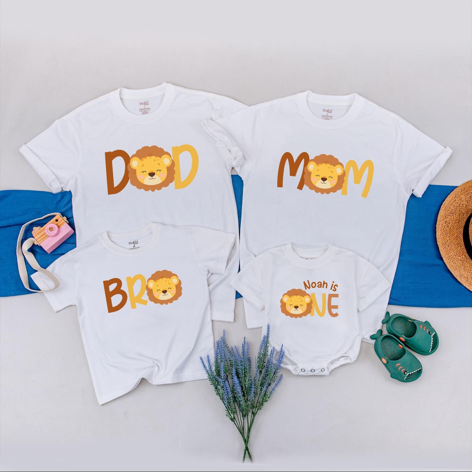 Wild One Lion Family Matching Shirts, Cute Safari Birthday Outfit for Baby Boy or Girl, Jungle Theme First Birthday Party, Brown & Yellow, Comfy Cotton (139 chars)