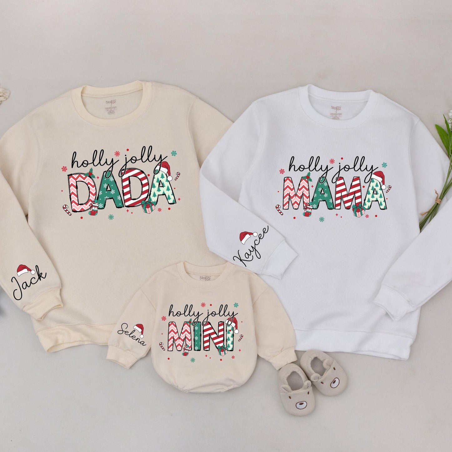 Holly Jolly Matching Family Christmas Sweatshirts: Dada, Mama, Mini Retro Sweaters, Festive Holiday Outfit, Vintage Christmas Gift Sweatshirts
