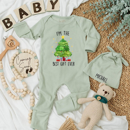 I'm the Best Gift Ever Baby Bodysuit Christmas Outfit Newborn Clothes Xmas Baby Shower Gift Holiday, Tree Design
