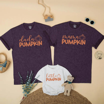 Cute Fall Pumpkin Patch Matching Family Shirts for Mom Dad Little Brother Mama Dada Thanksgiving Birthday Outfits